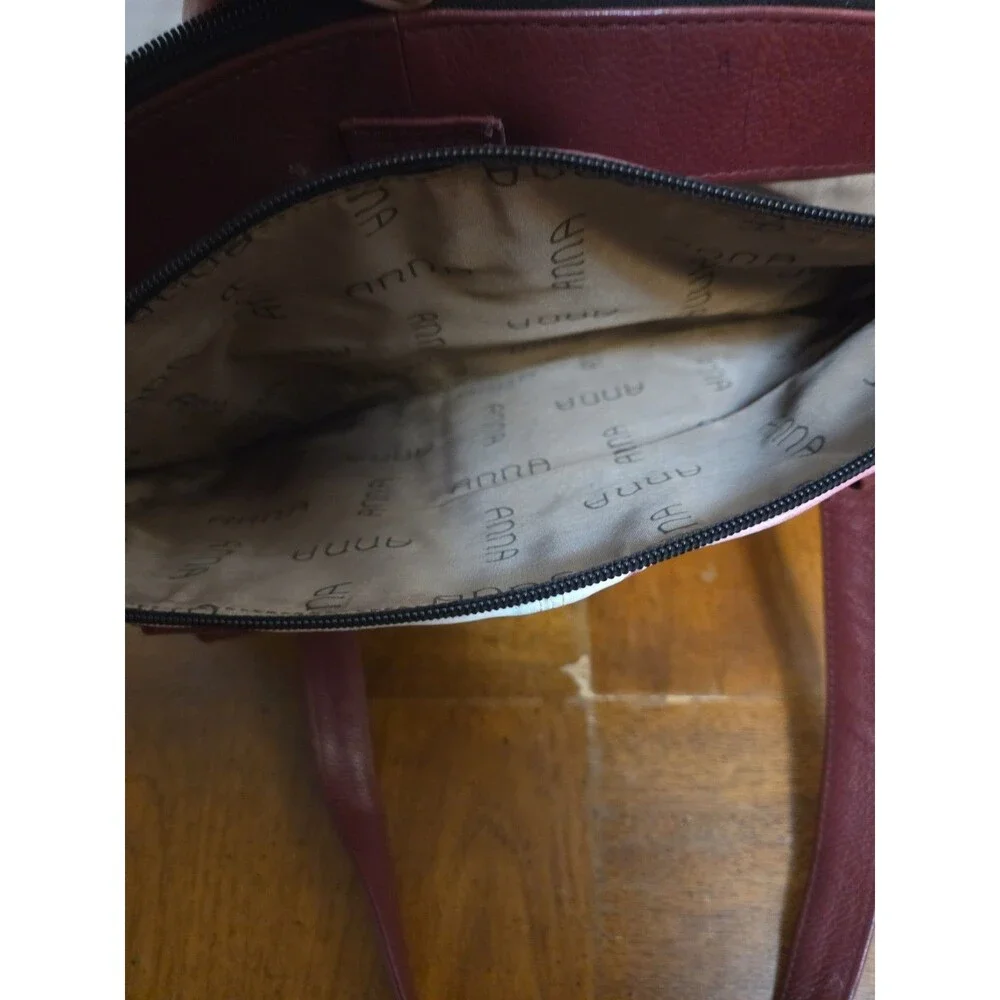 Anuschka Anna Hand Painted Leather Shoulder Bag Purse Precious Peony Pink Maroon